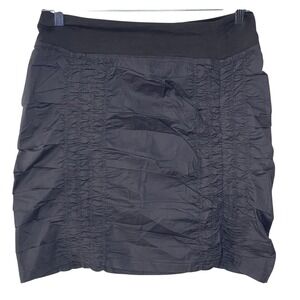Wearables by CMC Womens Ruched Mini Skirt Charcoal Gray Stretch Cotton NWT
